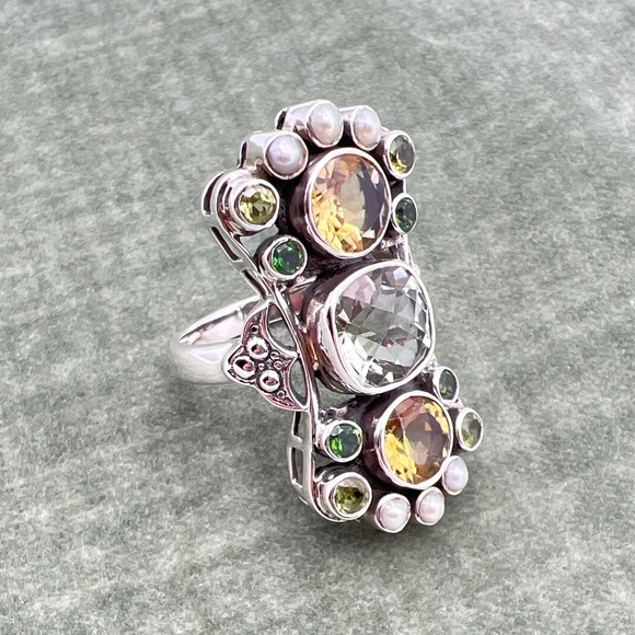 🌟NICKY BUTLER One Of A Kind 925 Sterling Silver Prasiolite Citrine Ring … - Picture 2 of 12